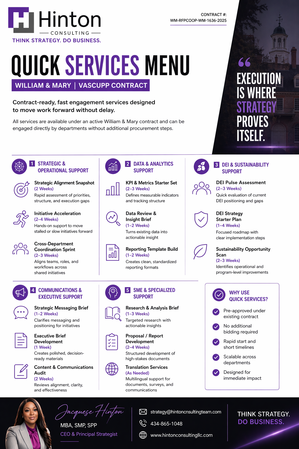 Quick Services Menu